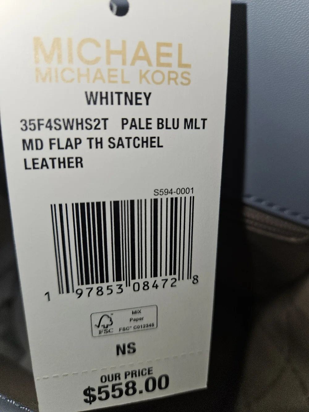 Michael Kors Two-Tone Navy and Light Blue Leather Top-Handle Satchel